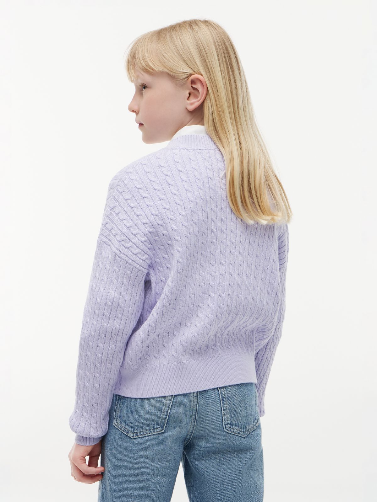 Cable Knit Relaxed Jumper — Purple