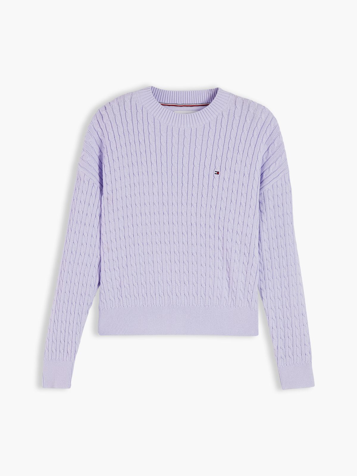 Cable Knit Relaxed Jumper — Purple