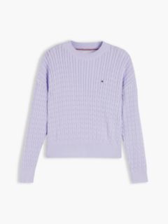 Cable Knit Relaxed Jumper — Purple 5