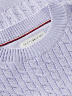 Cable Knit Relaxed Jumper — Purple 6