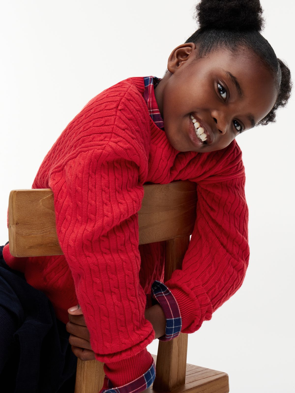 Cable Knit Relaxed Jumper — Red