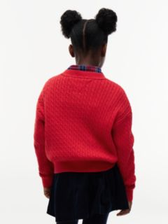 Cable Knit Relaxed Jumper — Red 4