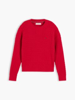 Cable Knit Relaxed Jumper — Red 5