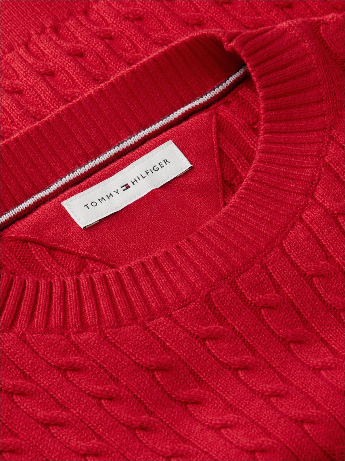 Cable Knit Relaxed Jumper — Red