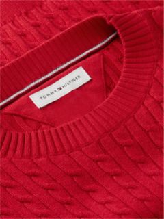 Cable Knit Relaxed Jumper — Red 6