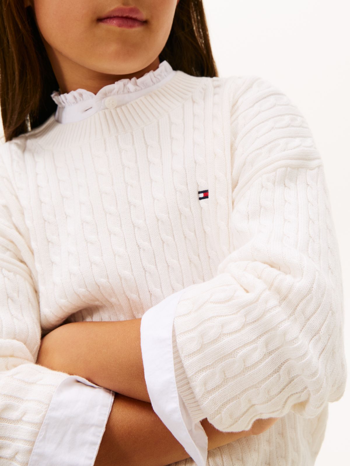 Cable Knit Relaxed Jumper — White