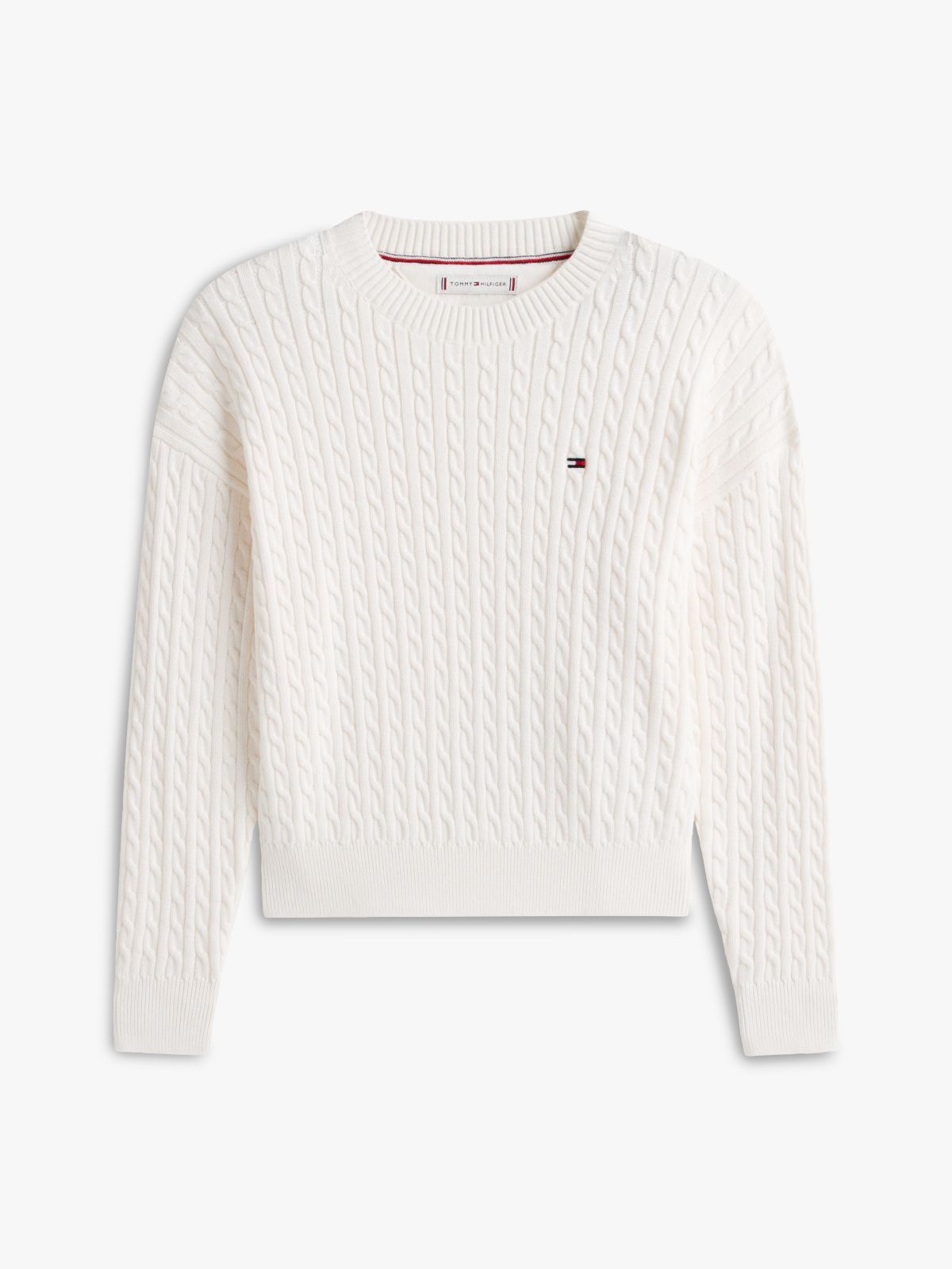 Cable Knit Relaxed Jumper — White