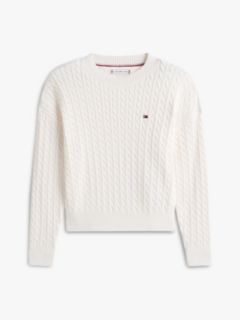 Cable Knit Relaxed Jumper — White 5