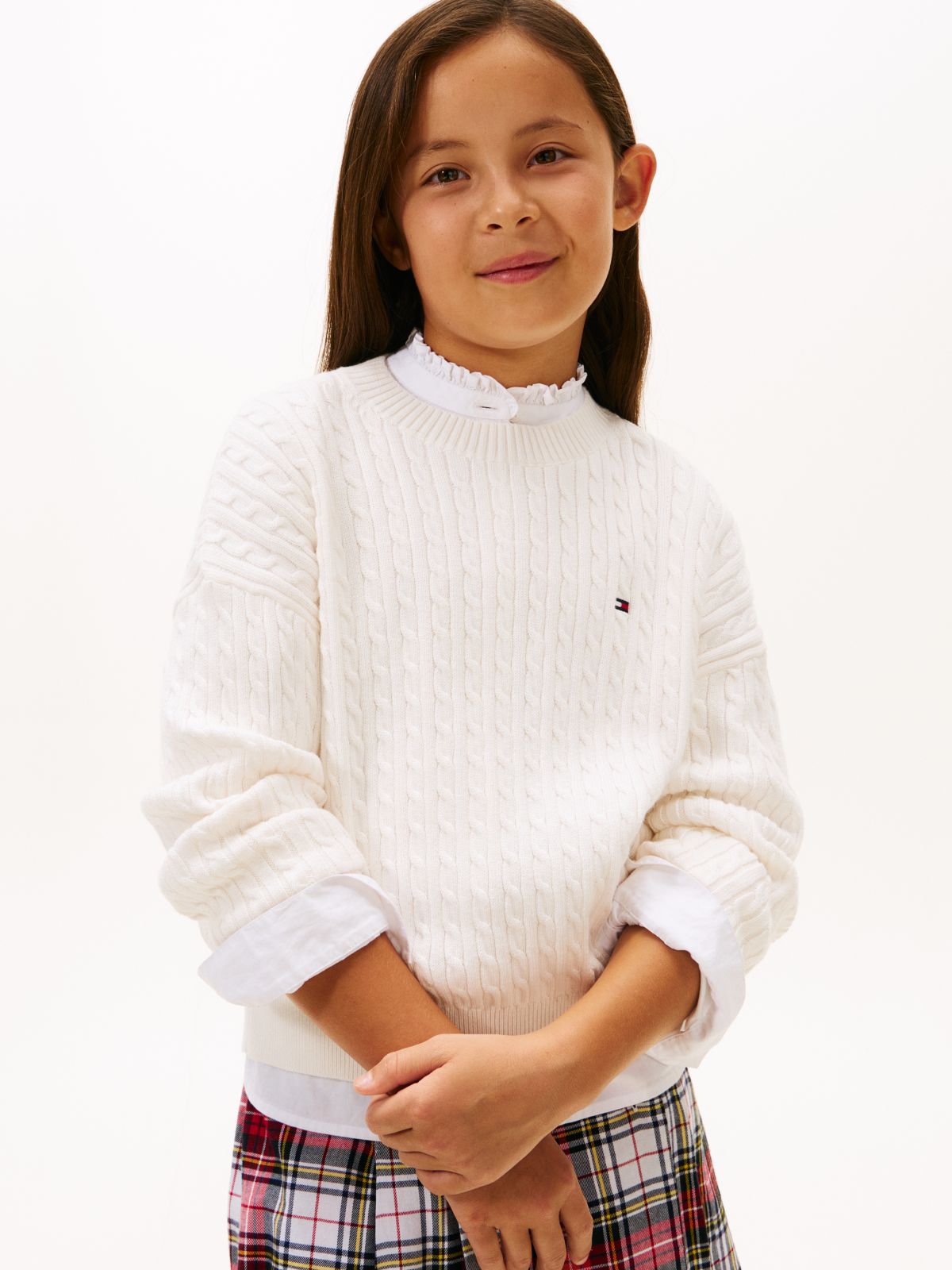 Cable Knit Relaxed Jumper — White