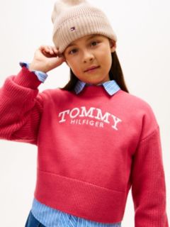 Logo Embroidery Relaxed Crew Neck Jumper — Red 2