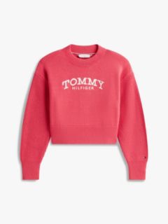 Logo Embroidery Relaxed Crew Neck Jumper — Red 5