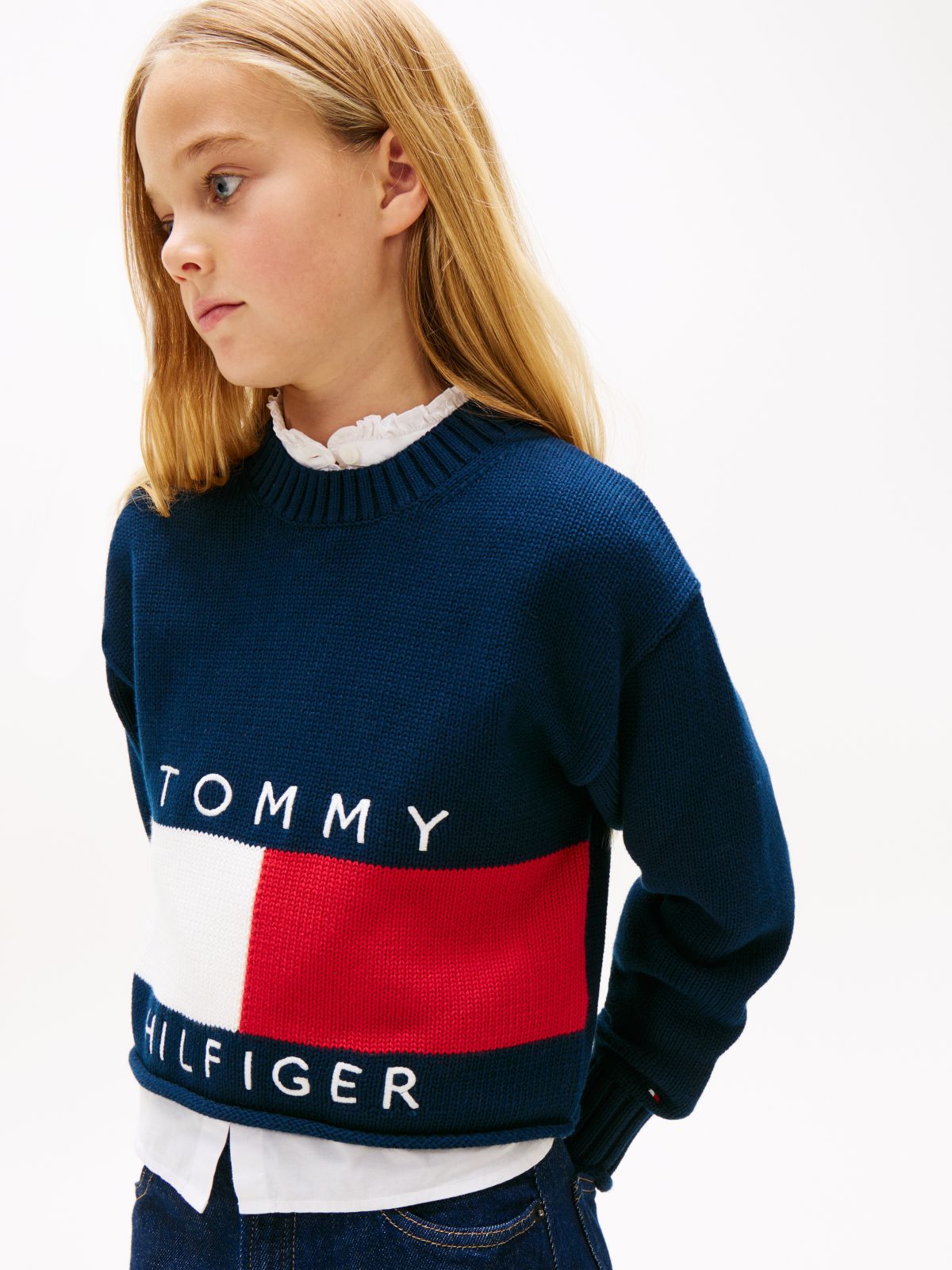 Heritage Intarsia Flag Relaxed Jumper — Blue