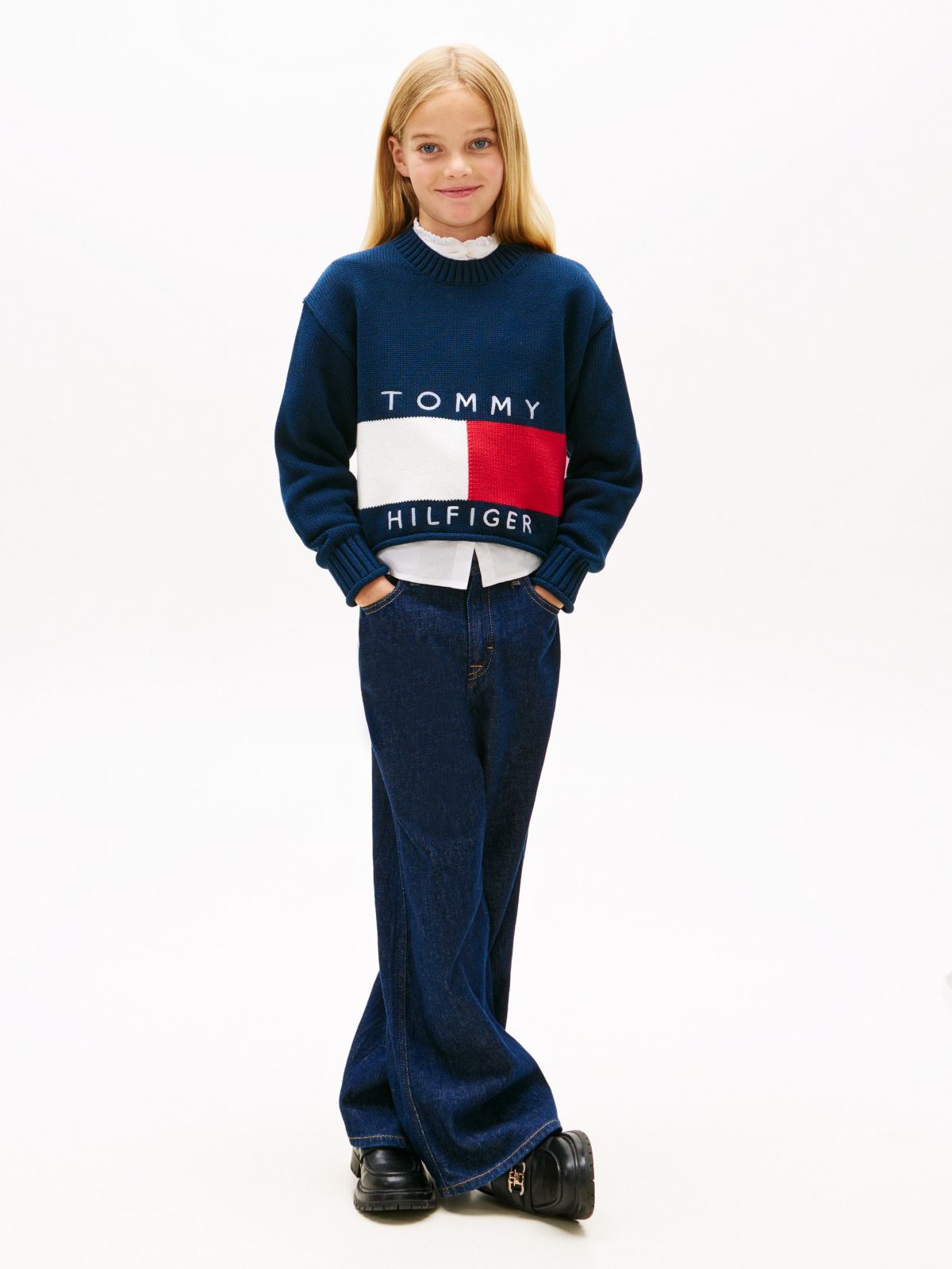Heritage Intarsia Flag Relaxed Jumper — Blue