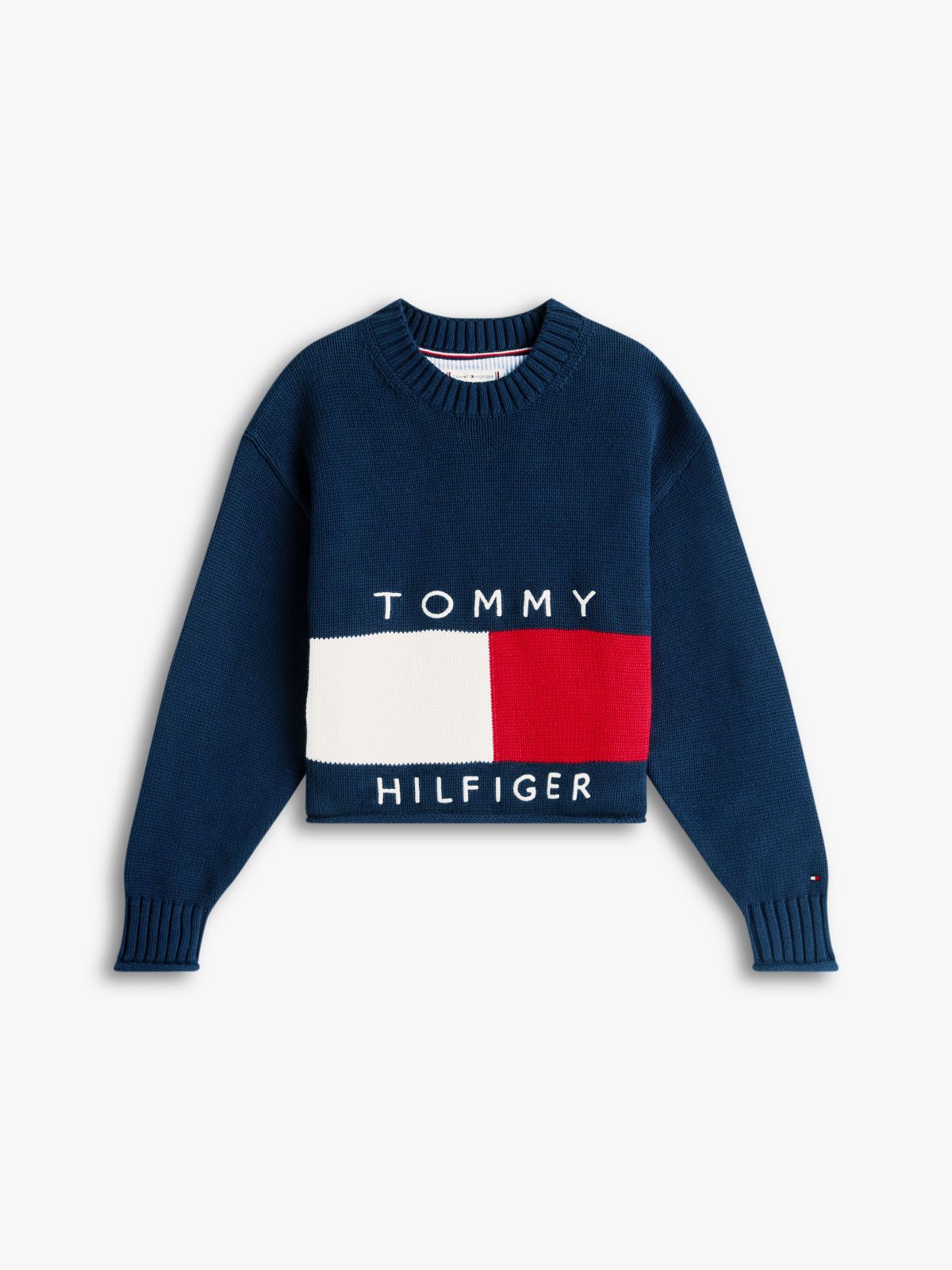 Heritage Intarsia Flag Relaxed Jumper — Blue