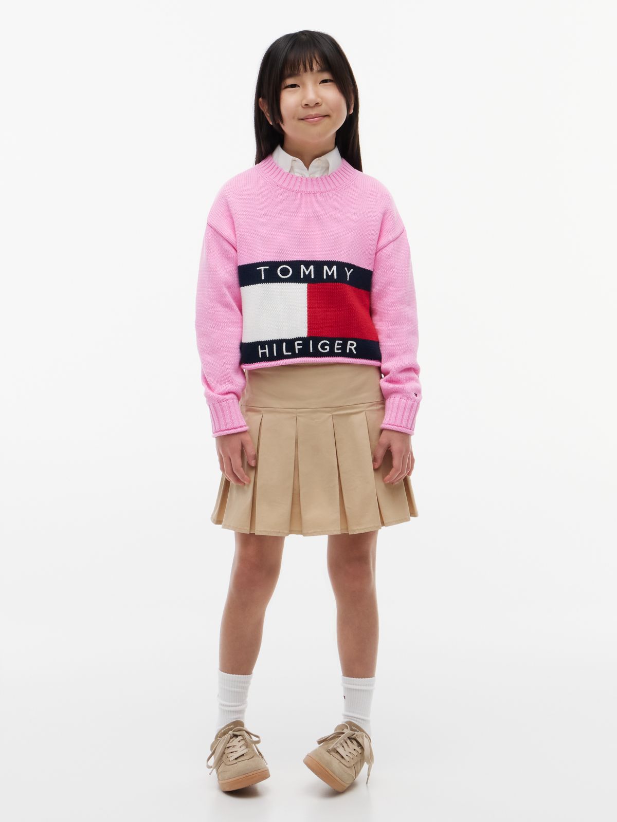 Heritage Intarsia Flag Relaxed Jumper — Pink