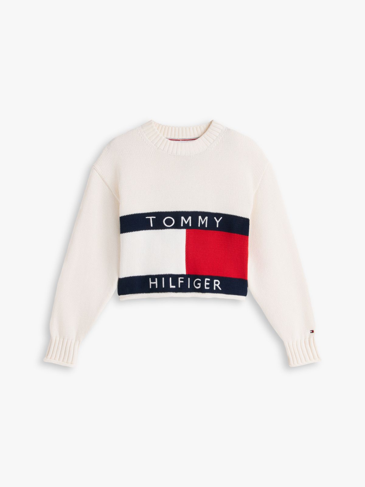 Heritage Intarsia Flag Relaxed Jumper — White
