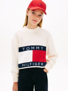 Heritage Intarsia Flag Relaxed Jumper — White 1
