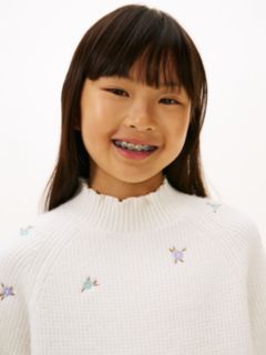 Floral Embroidery Jumper Dress With Wool — White 2
