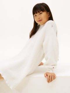 Floral Embroidery Jumper Dress With Wool — White 3