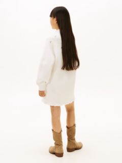 Floral Embroidery Jumper Dress With Wool — White 4