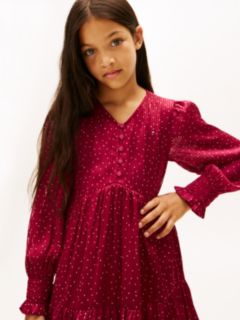 Festive Print Smock Detail A-Line Dress — Purple 2