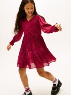 Festive Print Smock Detail A-Line Dress — Purple 3