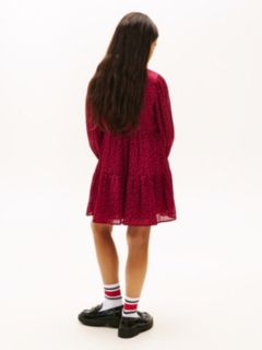 Festive Print Smock Detail A-Line Dress — Purple 4