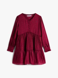 Festive Print Smock Detail A-Line Dress — Purple 5