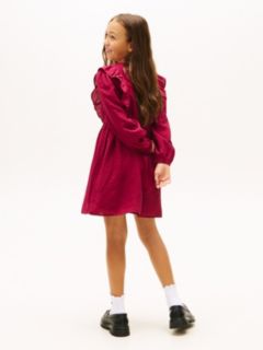 Festive Ruffle Long Sleeve A-Line Dress — Purple 4