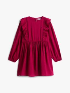 Festive Ruffle Long Sleeve A-Line Dress — Purple 5