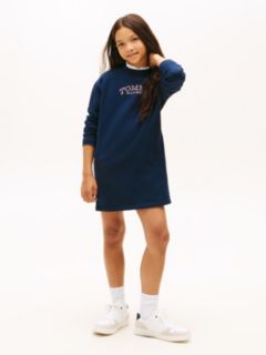 Floral Logo Fleece Relaxed Sweatshirt Dress — Blue 1