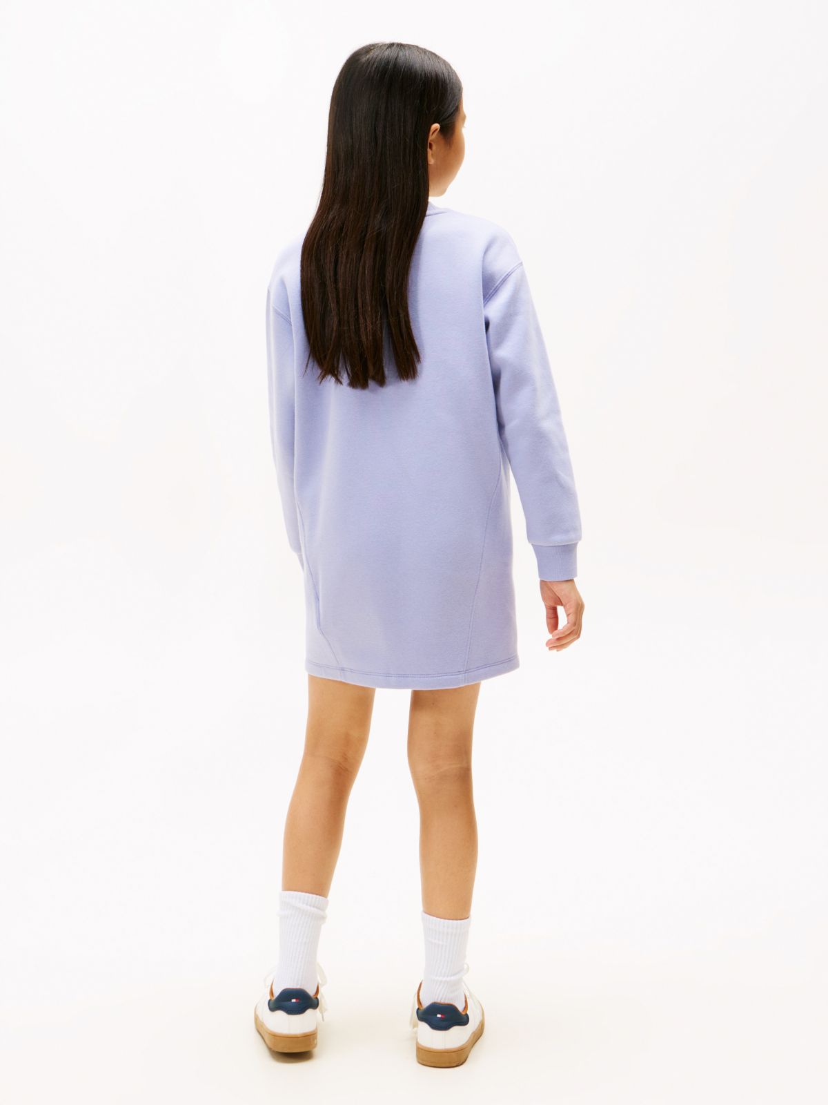 Floral Logo Fleece Relaxed Sweatshirt Dress — Blue
