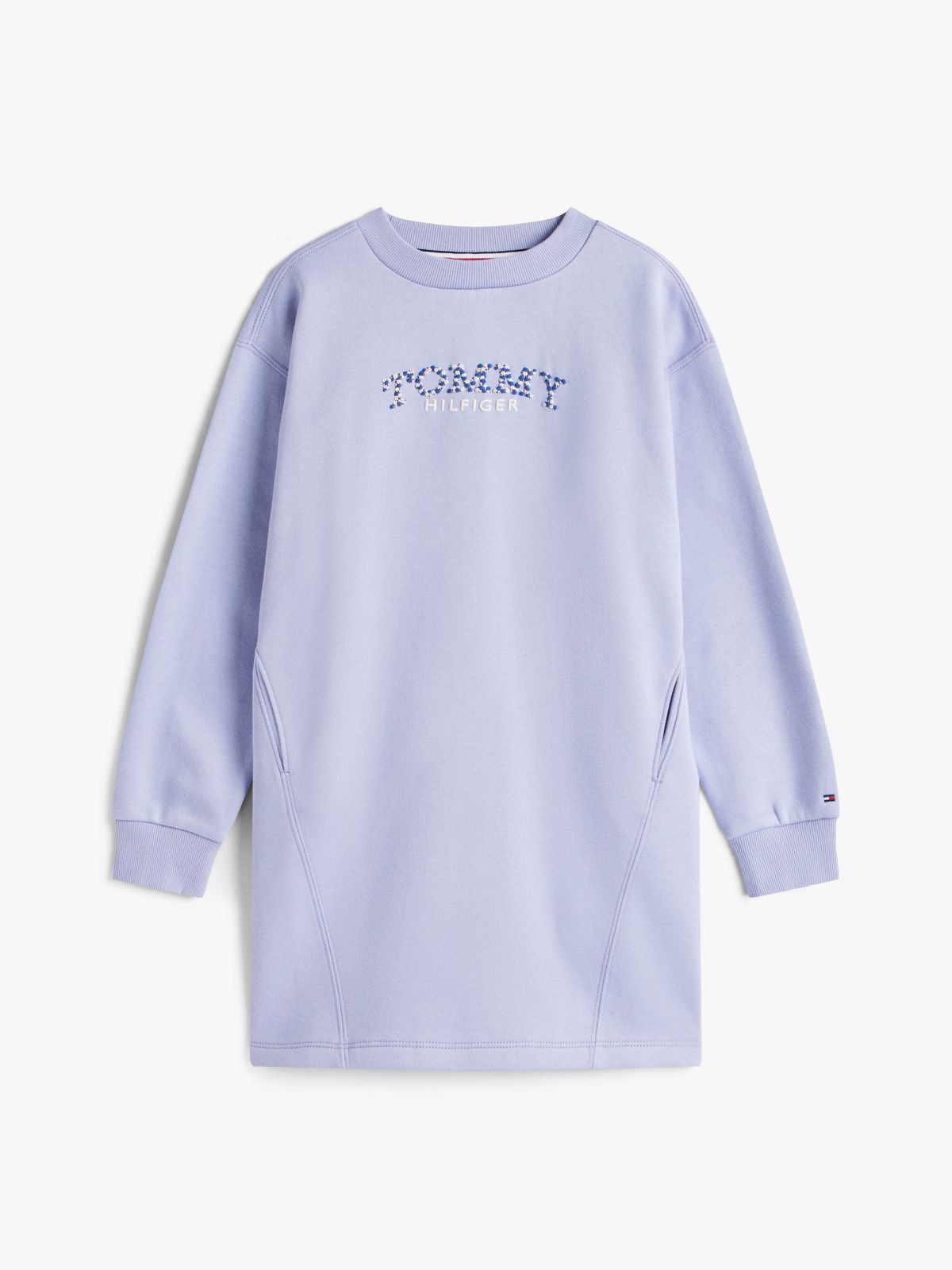 Floral Logo Fleece Relaxed Sweatshirt Dress — Blue