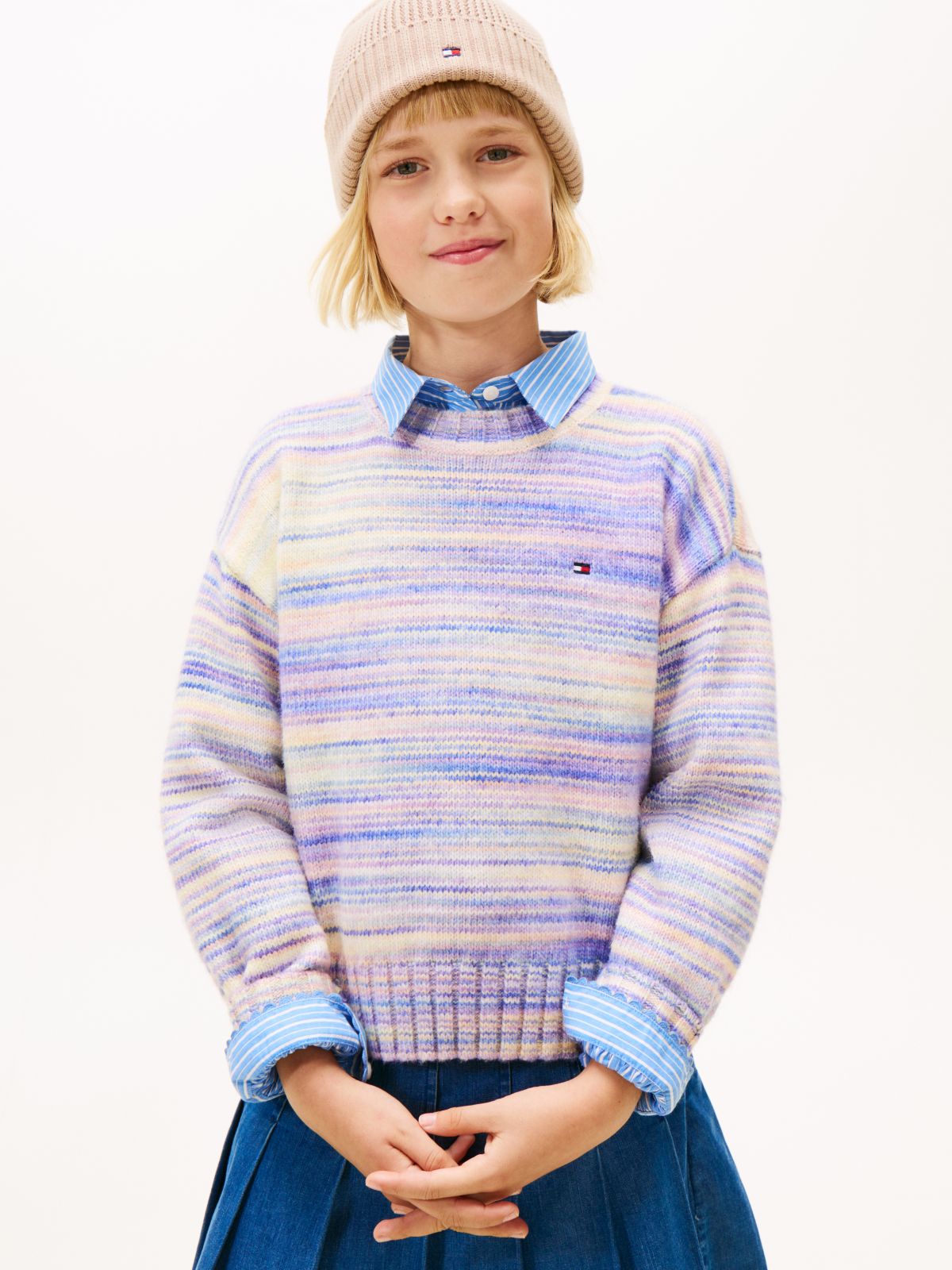 Essential Mélange Relaxed Jumper With Wool — Blue