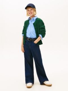 Mabel Flag Embroidery Wide Leg Jeans — Blue 1