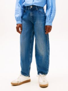 Flag Embroidery Faded Barrel Leg Jeans — Blue 2