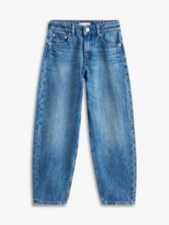 Flag Embroidery Faded Barrel Leg Jeans — Blue 5