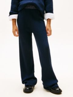 Glitter Cable Knit Wide Leg Trousers — Blue 2