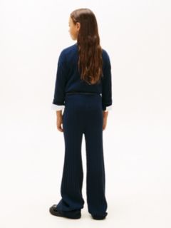 Glitter Cable Knit Wide Leg Trousers — Blue 4