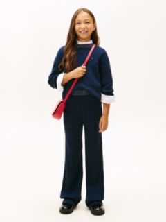 Glitter Cable Knit Wide Leg Trousers — Blue 1