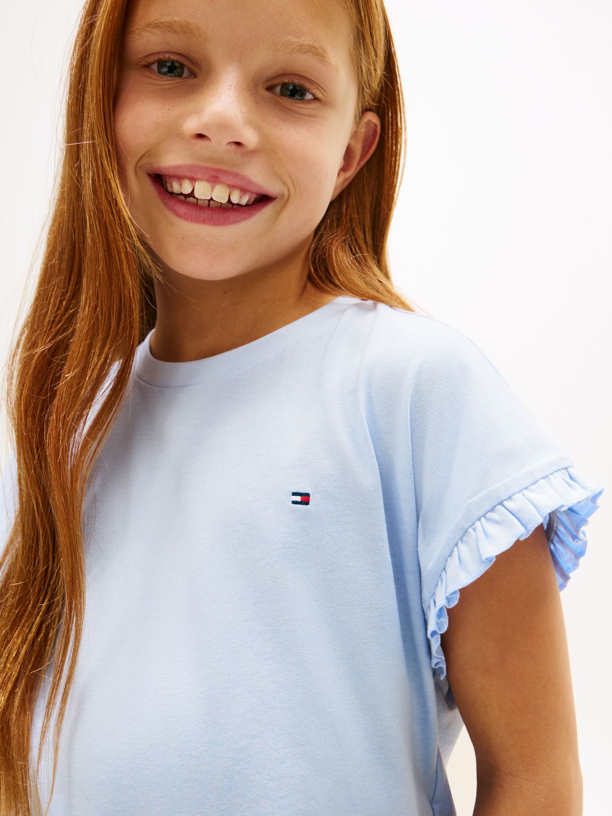 Essential Ruffle Cuff Relaxed Top — Blue