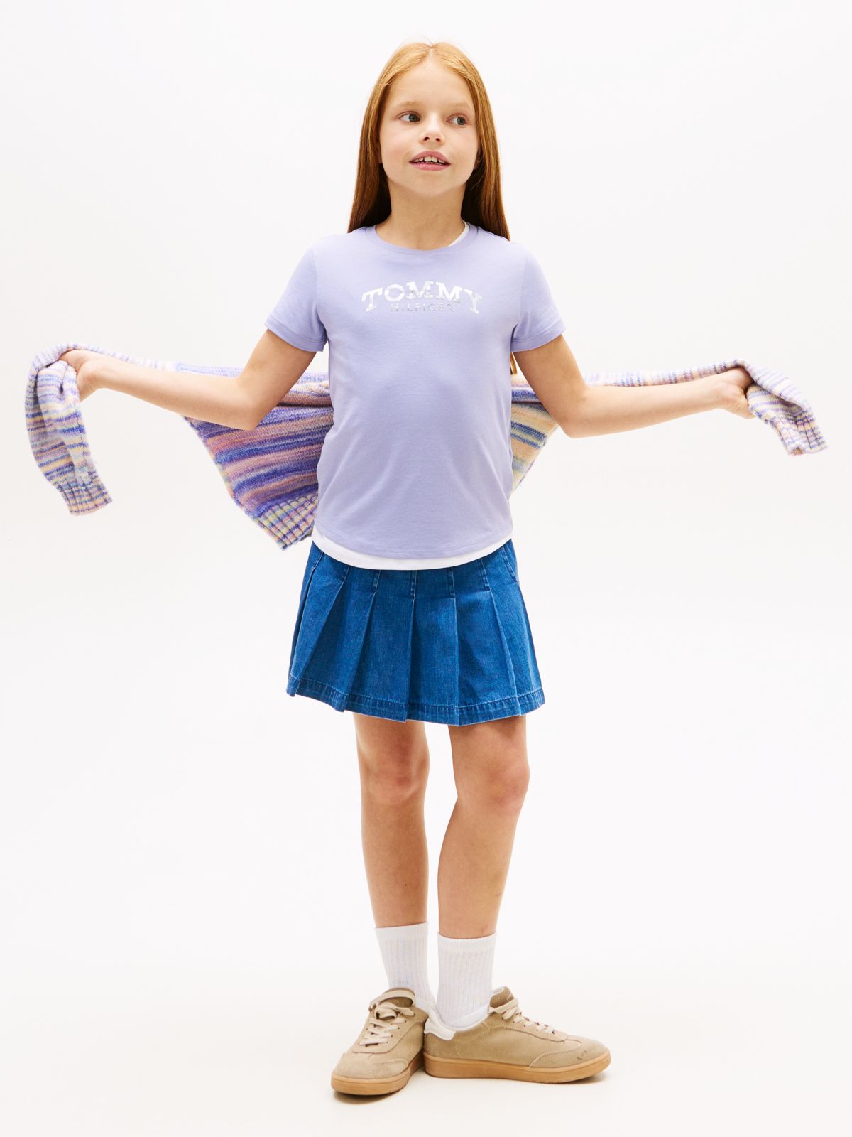 Metallic Logo Slim Crew Neck T-Shirt — Blue
