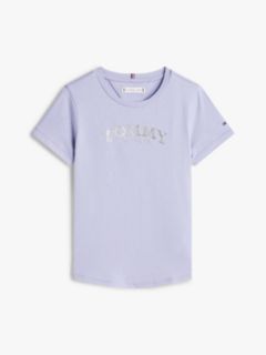 Metallic Logo Slim Crew Neck T-Shirt — Blue 5