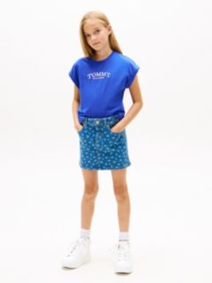 Floral Logo Relaxed Crew Neck T-Shirt — Blue 3