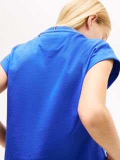 Floral Logo Relaxed Crew Neck T-Shirt — Blue 4