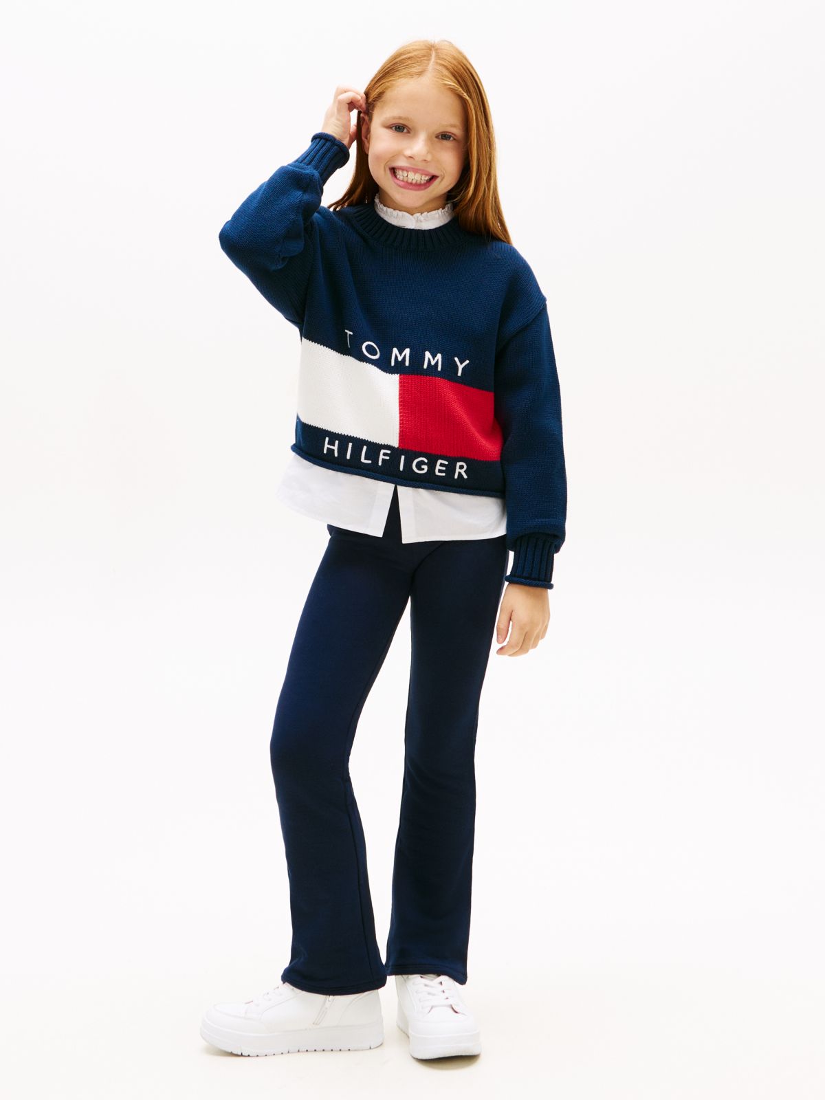 Extra Slim Metallic Logo Flared Leggings — Blue
