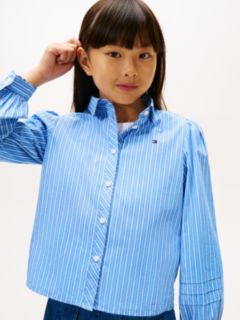 Essential Regular Fit Stripe Balloon Sleeve Shirt — Blue 2