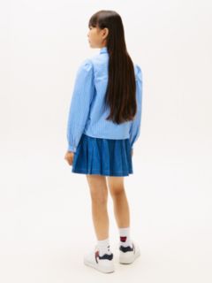 Essential Regular Fit Stripe Balloon Sleeve Shirt — Blue 4