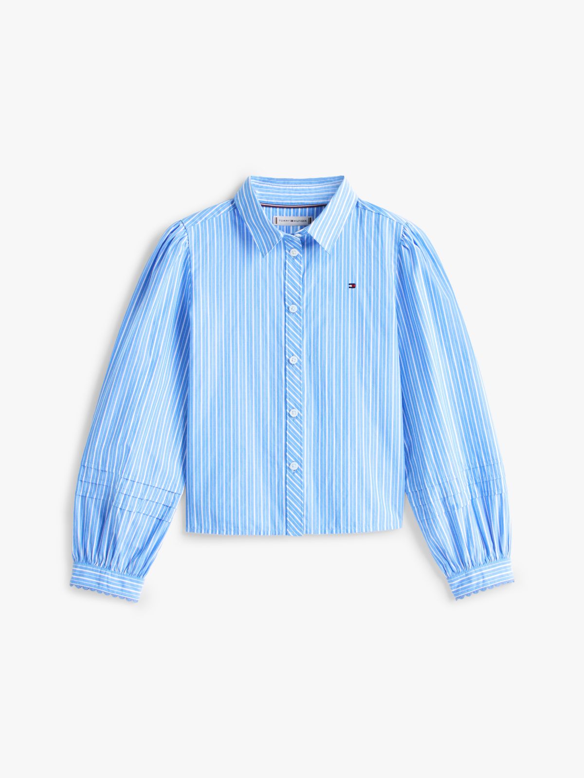 Essential Regular Fit Stripe Balloon Sleeve Shirt — Blue