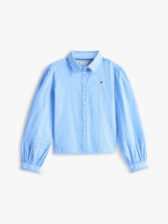 Essential Regular Fit Stripe Balloon Sleeve Shirt — Blue 5
